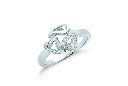 9ct White Gold Diamond Heart Ring