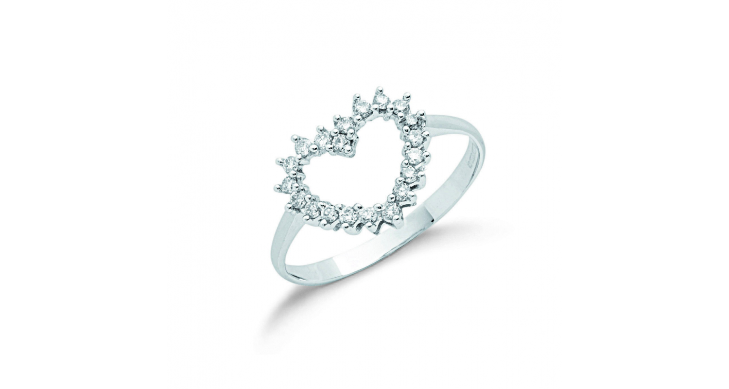 9ct White Gold 0.25ct Diamond Heart Ring