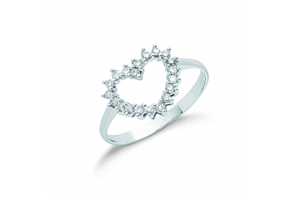 9ct White Gold 0.25ct Diamond Heart Ring