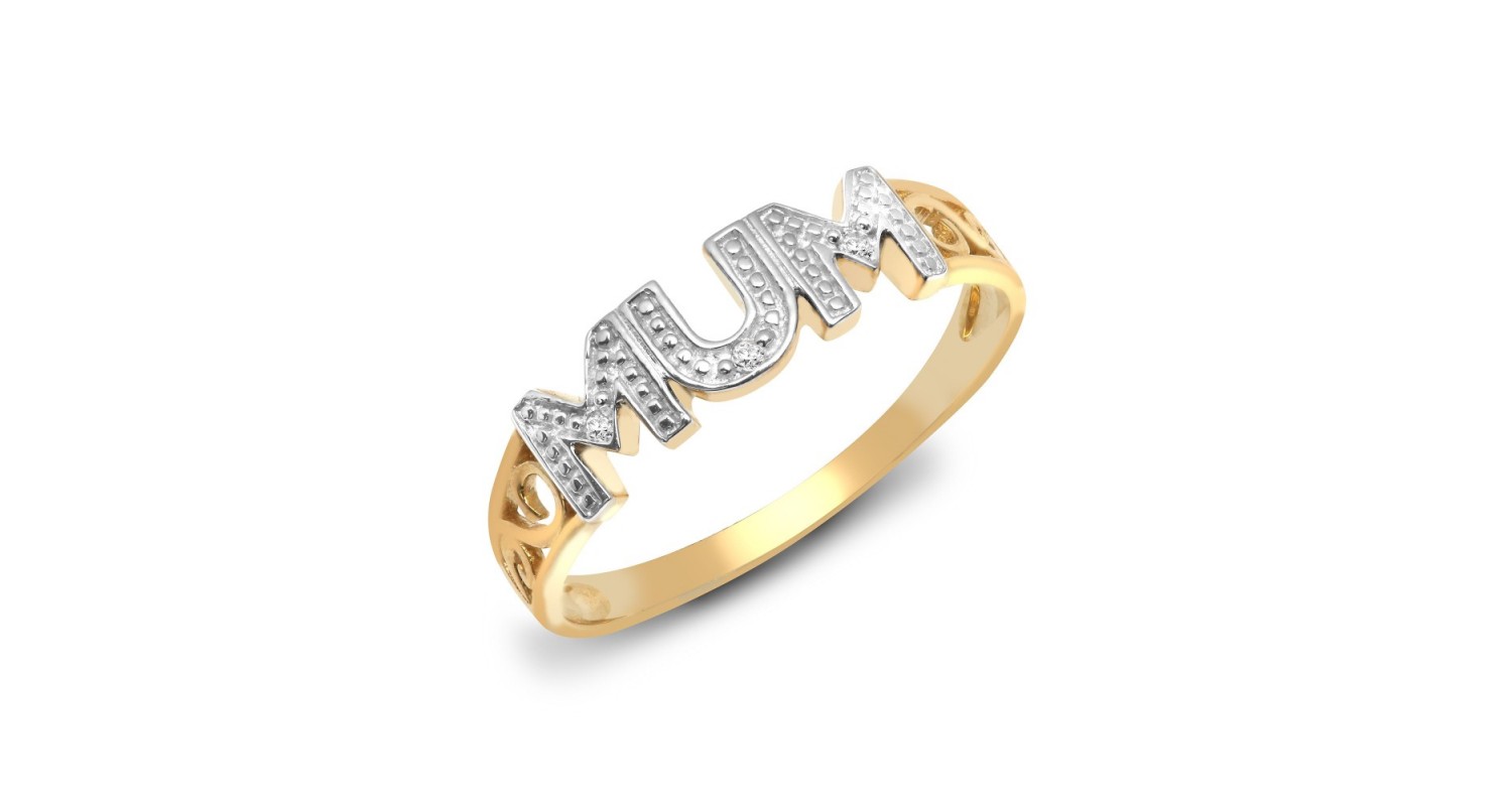 9ct Yellow Gold Diamond Mum Ring