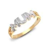 9ct Yellow Gold Diamond Mum Ring