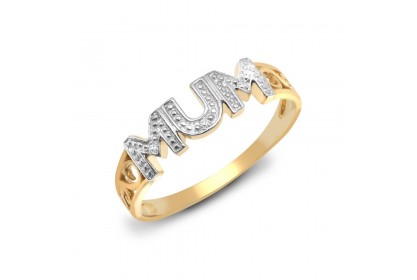 9ct Yellow Gold Diamond Mum Ring