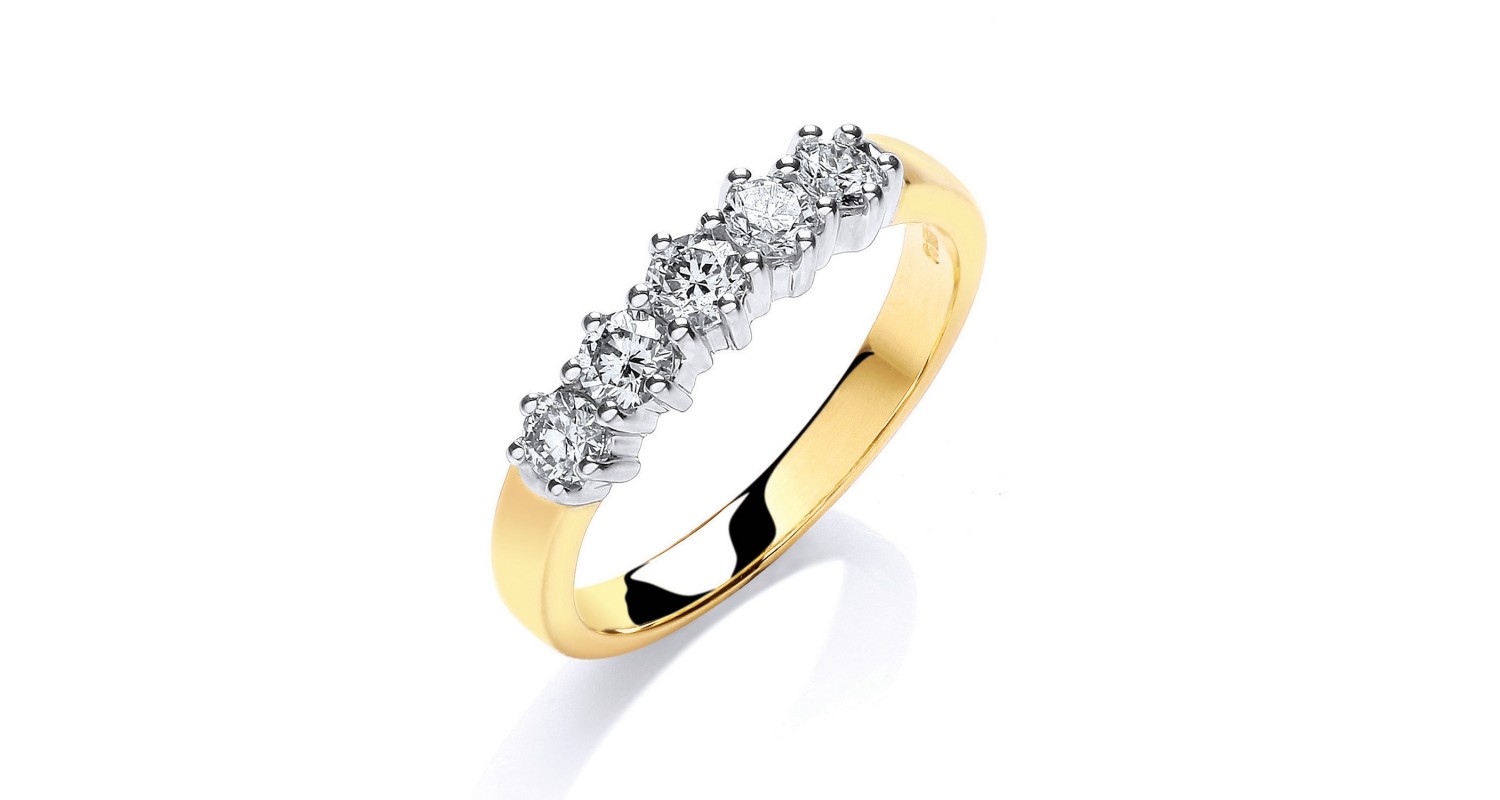 18ct Yellow Gold 5 Stone Diamond Ring