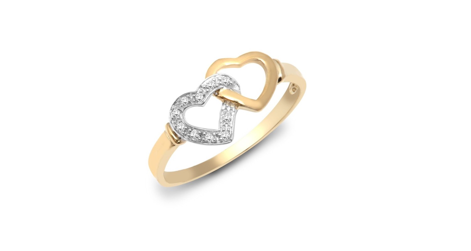 9ct Yellow Gold Diamond Heart Ring