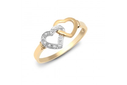 9ct Yellow Gold Diamond Heart Ring