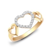 9ct Yellow Gold Diamond Heart Ring