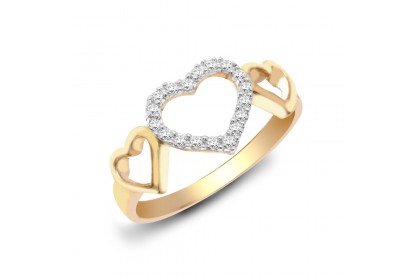 9ct Yellow Gold Diamond Heart Ring