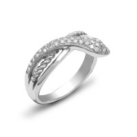 9ct White Gold Diamond Snake Ring