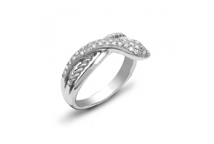 9ct White Gold Diamond Snake Ring