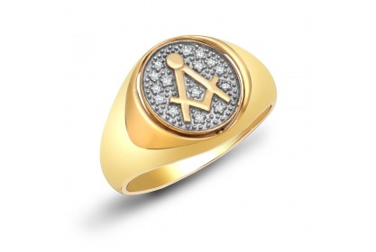 9ct Yellow Gold Diamond Masonic Ring