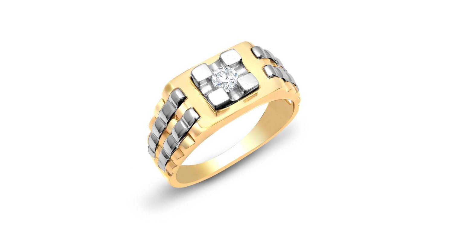 9ct Yellow & White Gold Diamond Ring