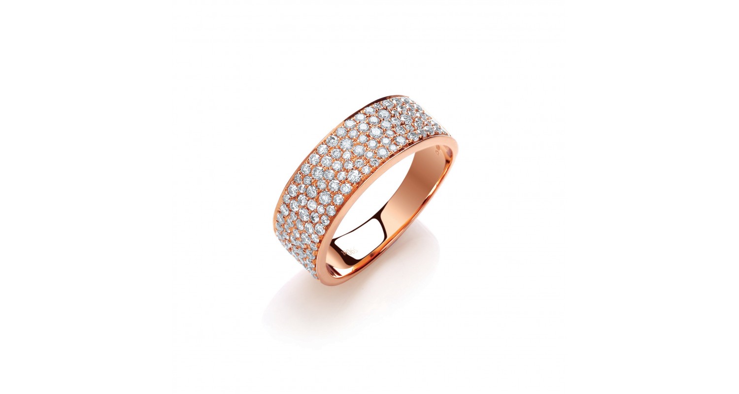 18ct Rose Gold Diamond Pave Set Ring