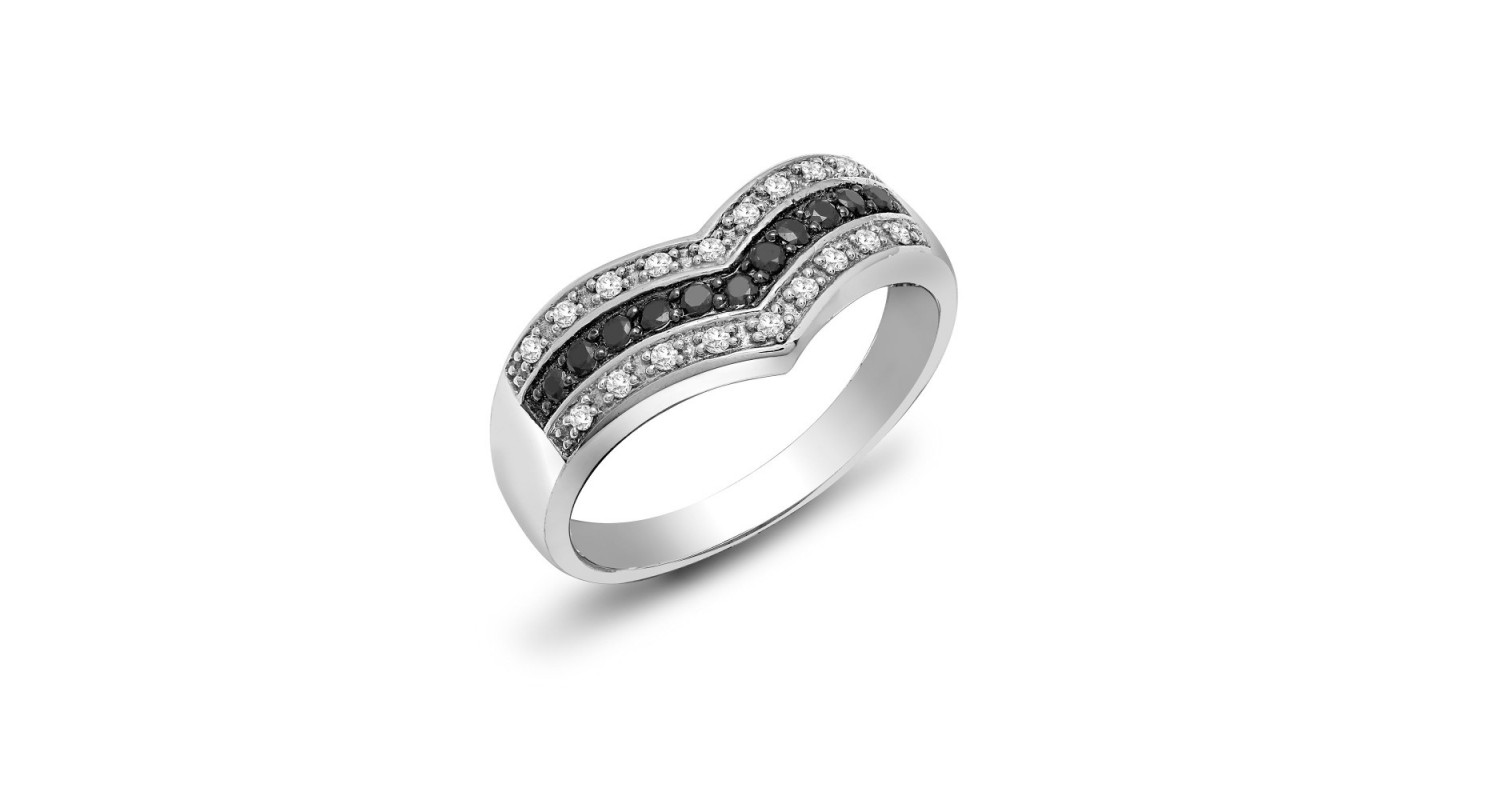 9ct White Gold Black Diamond Ring