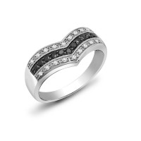 9ct White Gold Black Diamond Ring