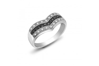 9ct White Gold Black Diamond Ring