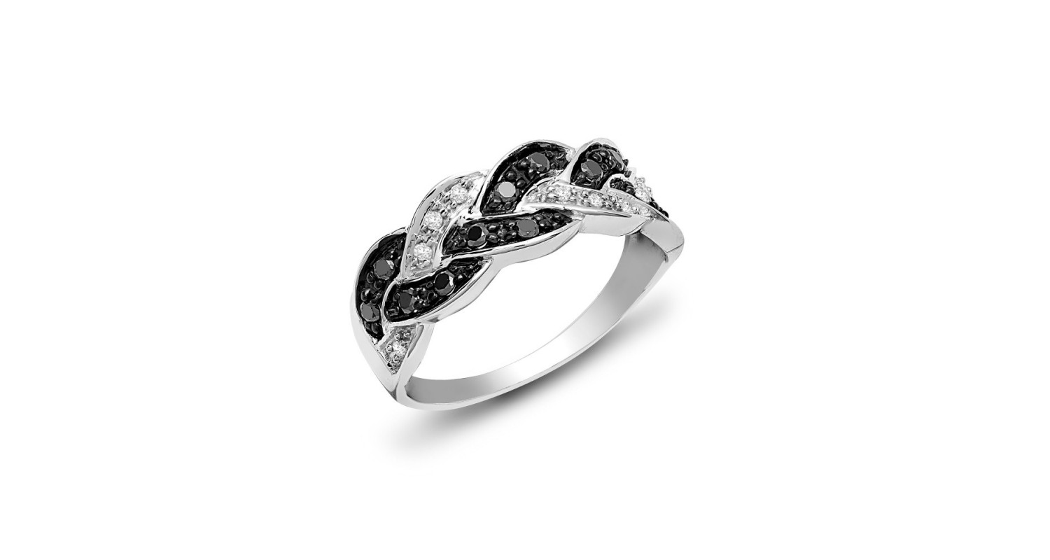 9ct White Gold Black Diamond Ring