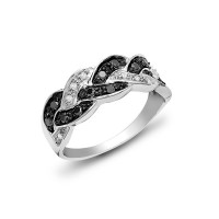 9ct White Gold Black Diamond Ring