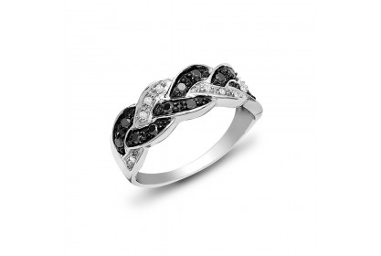 9ct White Gold Black Diamond Ring