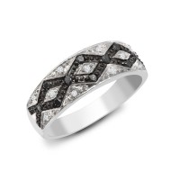 9ct White Gold Black Diamond Ring