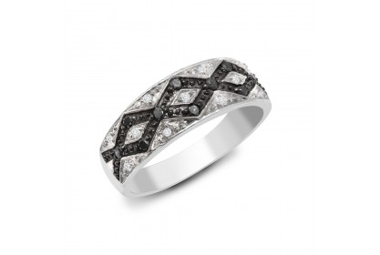 9ct White Gold Black Diamond Ring