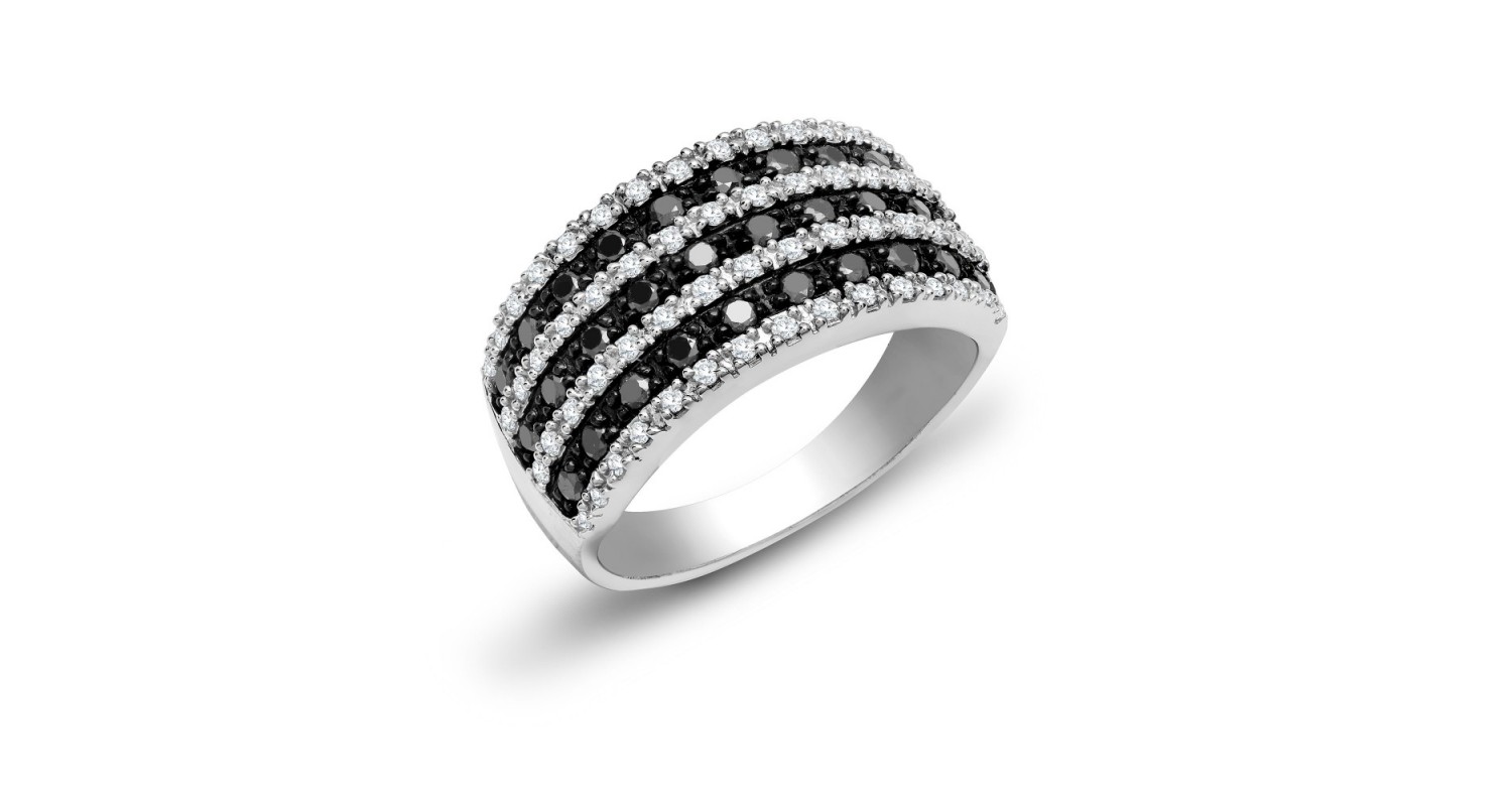 9ct White Gold Black Diamond Ring