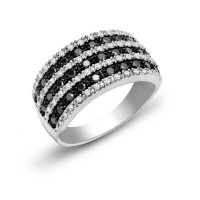 9ct White Gold Black Diamond Ring