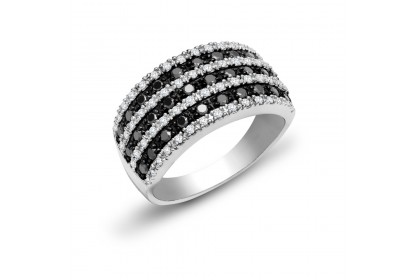 9ct White Gold Black Diamond Ring