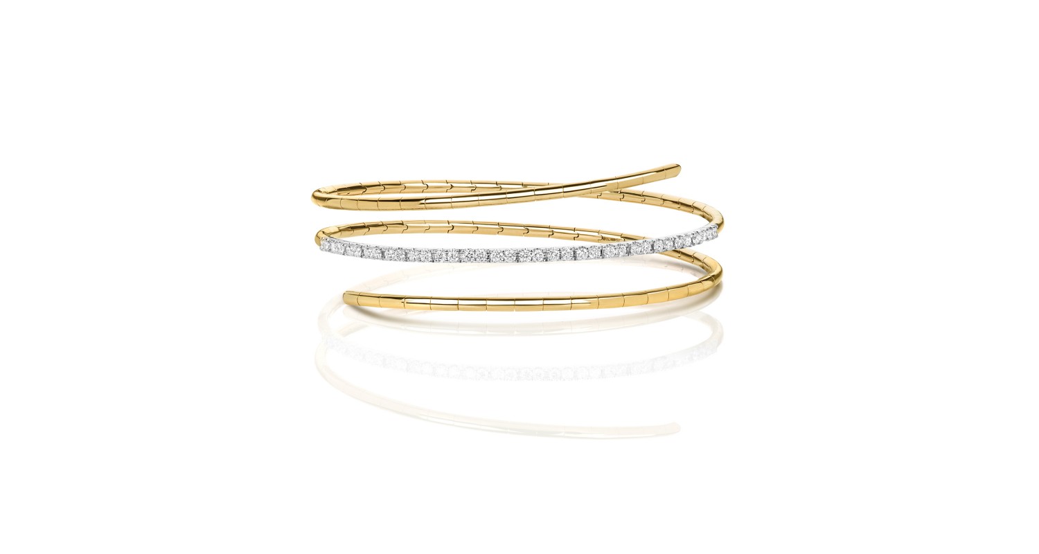 18ct Yellow Gold Diamond Twist Bangle