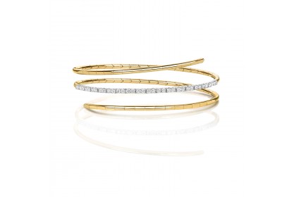 18ct Yellow Gold Diamond Twist Bangle