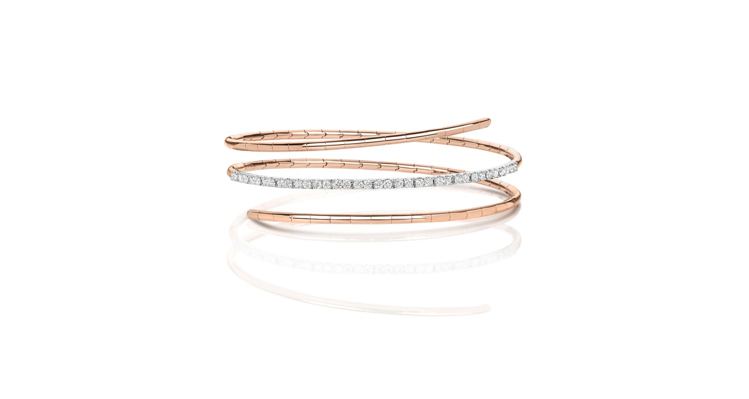 18ct Rose Gold Diamond Twist Bangle