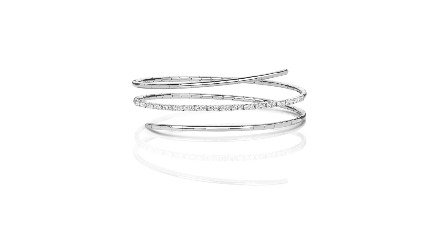 18ct White Gold Diamond Twist Bangle