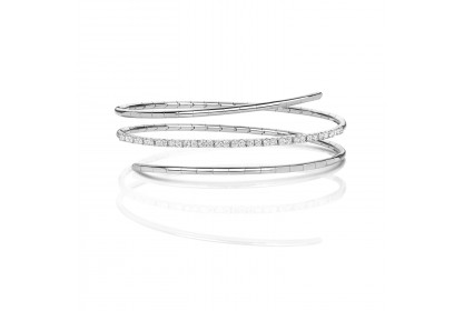 18ct White Gold Diamond Twist Bangle