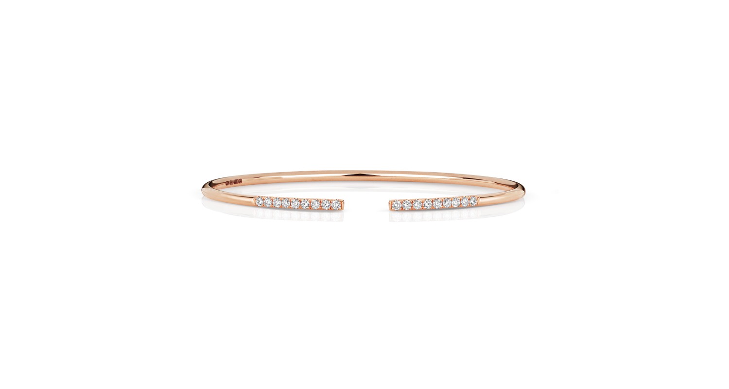 18ct Rose Gold Diamond Bangle