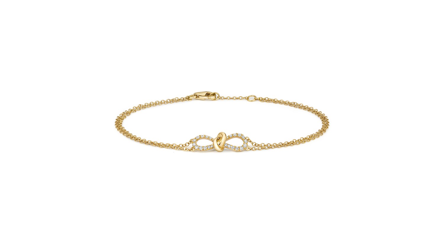 18ct Yellow Gold Diamond Bow Bracelet