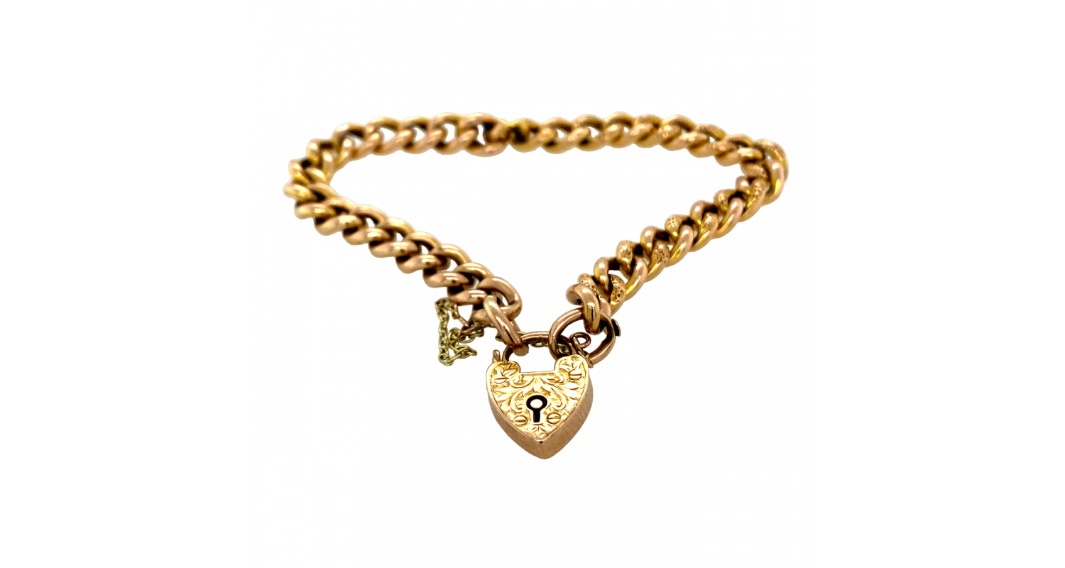 9ct Rose Gold Heart Charm Bracelet