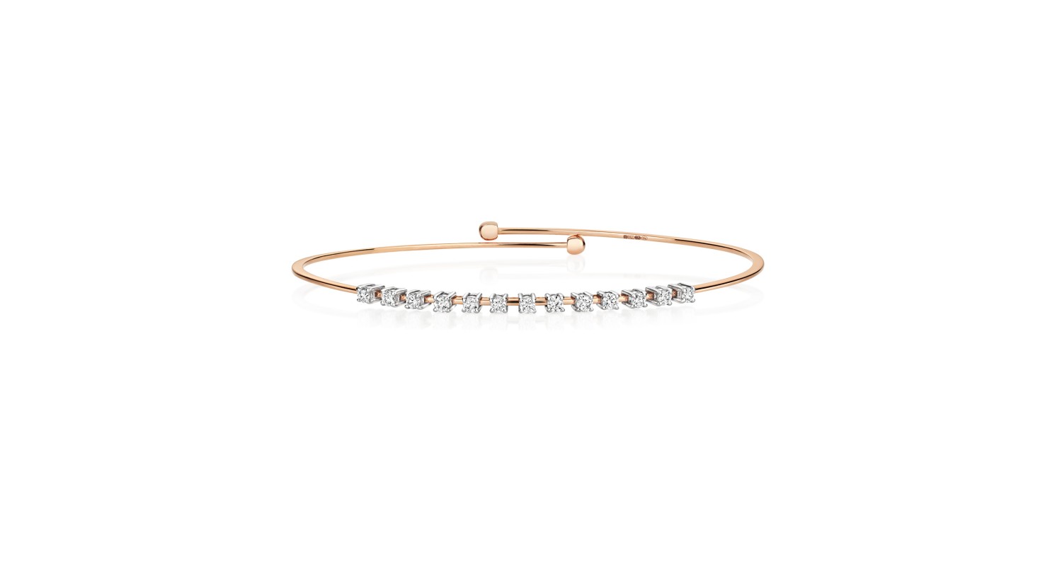 18ct Rose Gold Diamond Bangle