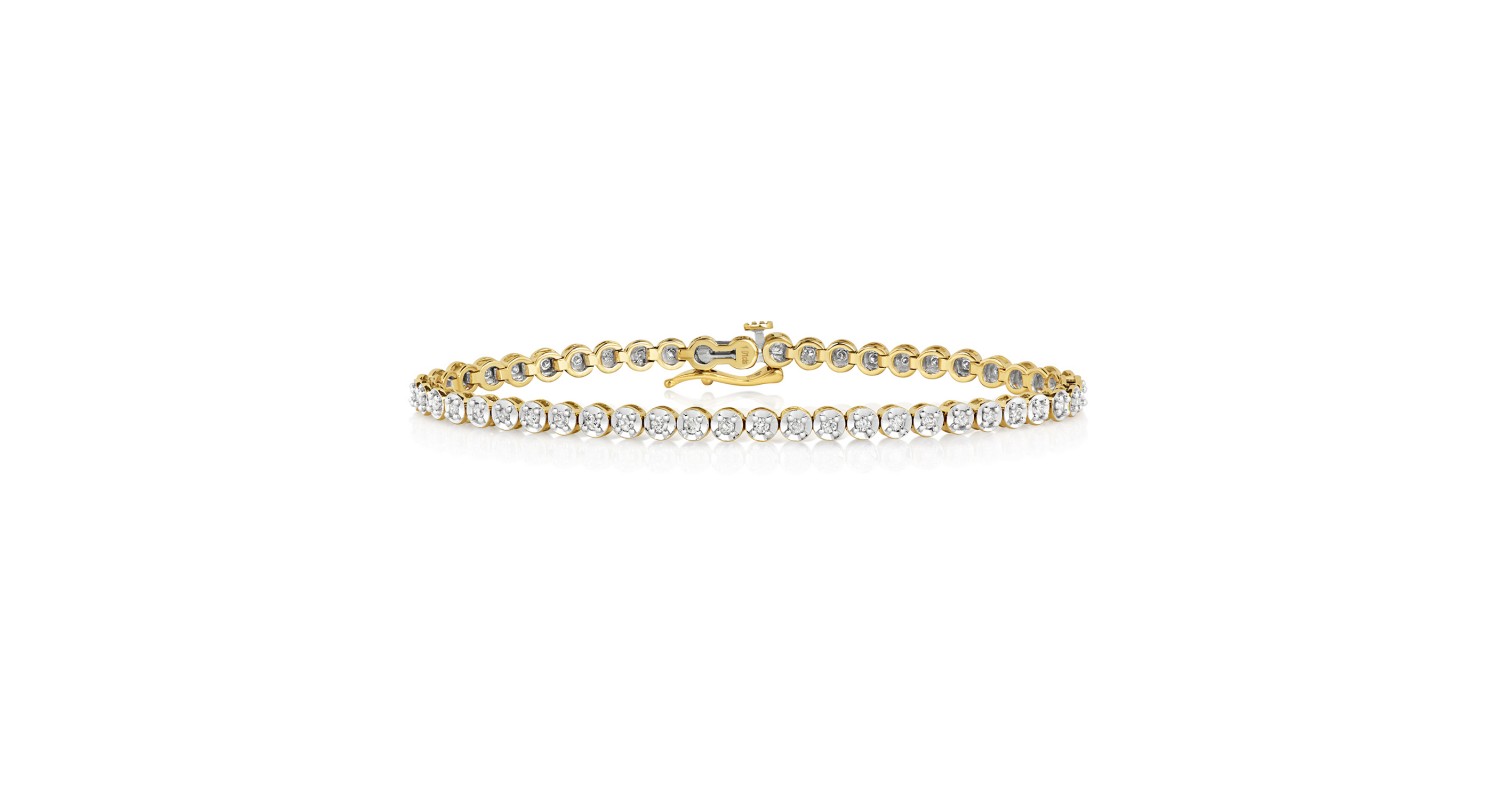 9ct Yellow Gold 1.00ct Diamond Tennis Bracelet