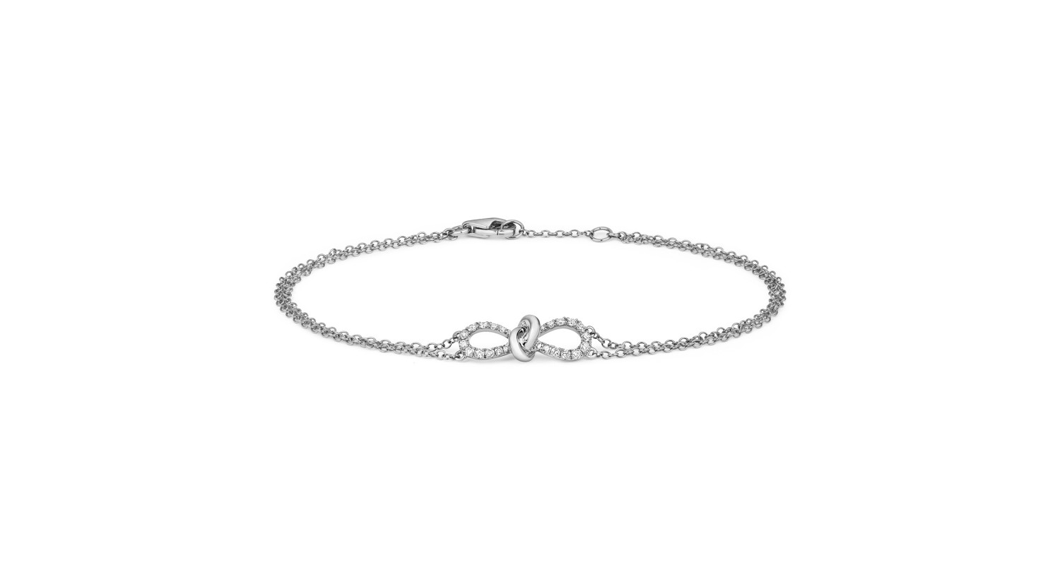 18ct White Gold Diamond Bow Bracelet