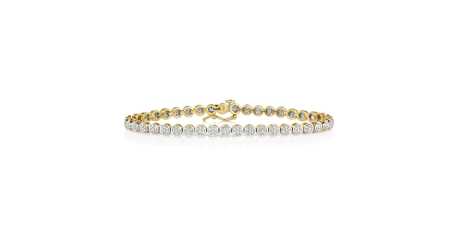 9ct Yellow Gold 1.00ct Diamond Tennis Bracelet