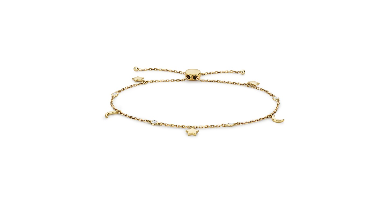 9ct Yellow Gold Diamond Star & Moon Bracelet