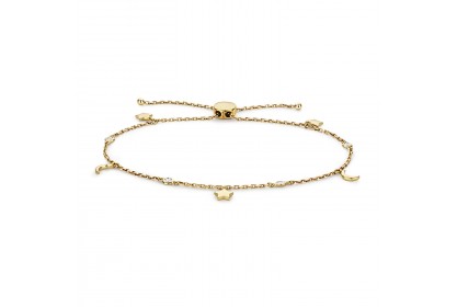 9ct Yellow Gold Diamond Star & Moon Bracelet