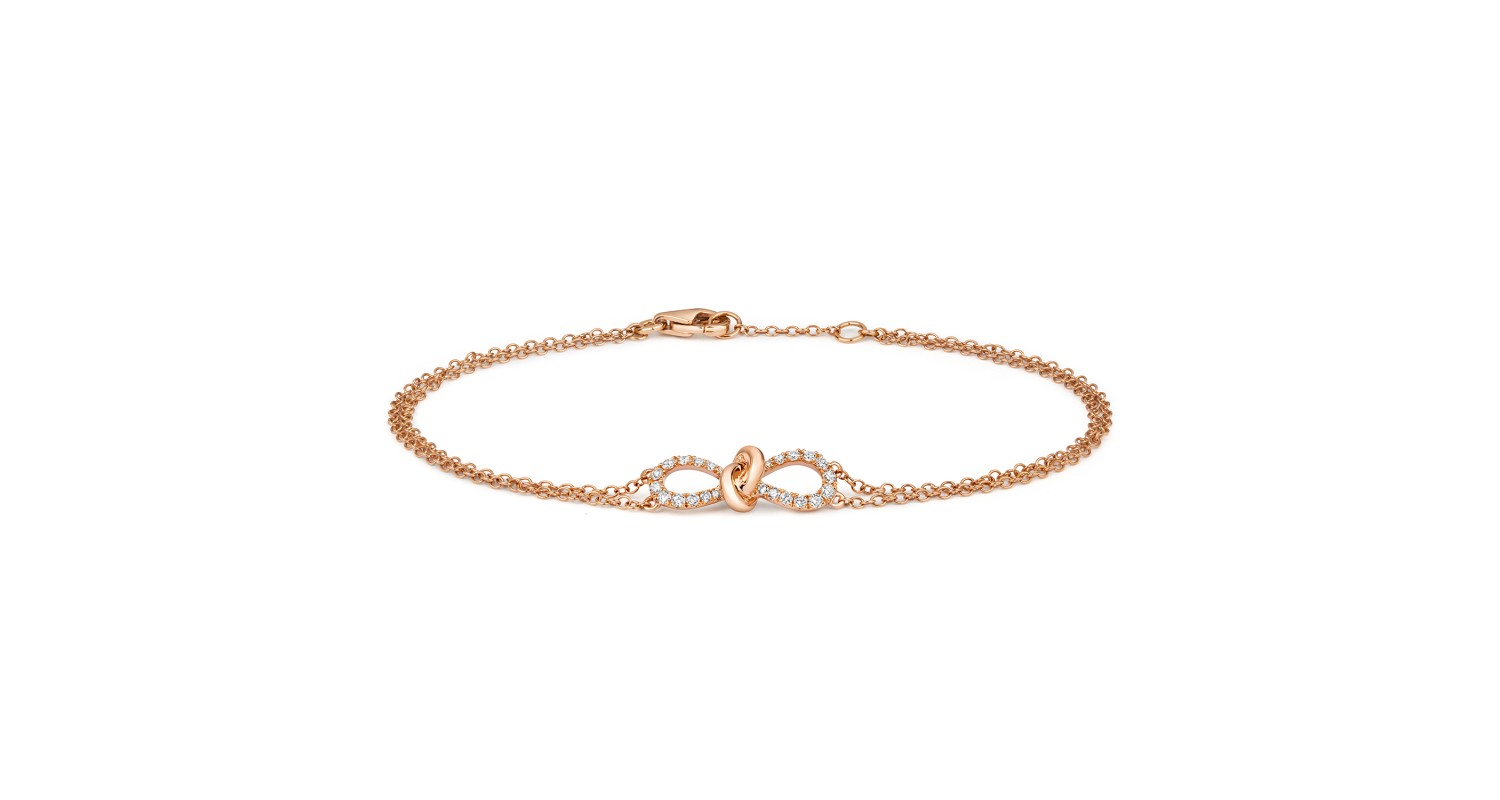 18ct Rose Gold Diamond Bow Bracelet