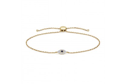 9ct Yellow Gold Diamond Evil Eye Bracelet