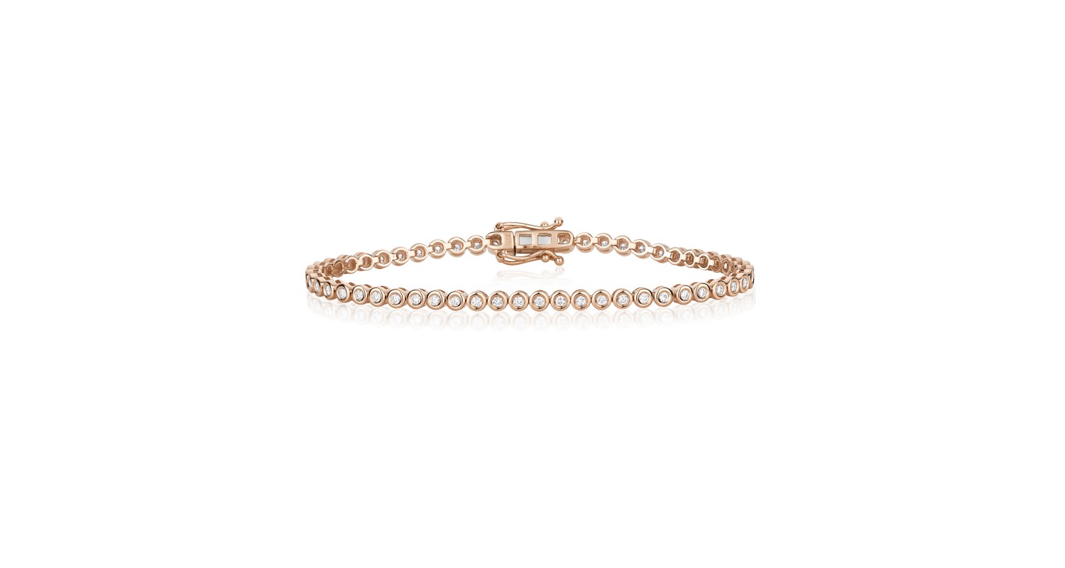 9ct Rose Gold 1.00ct Diamond Tennis Bracelet