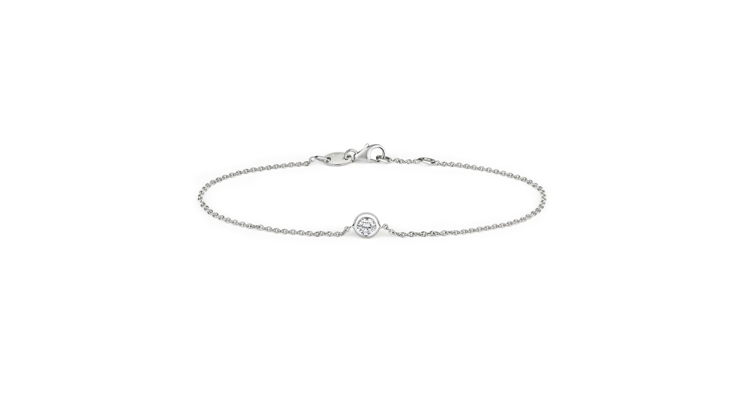 18ct White Gold Single Diamond Bracelet 