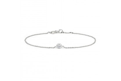 18ct White Gold Single Diamond Bracelet 