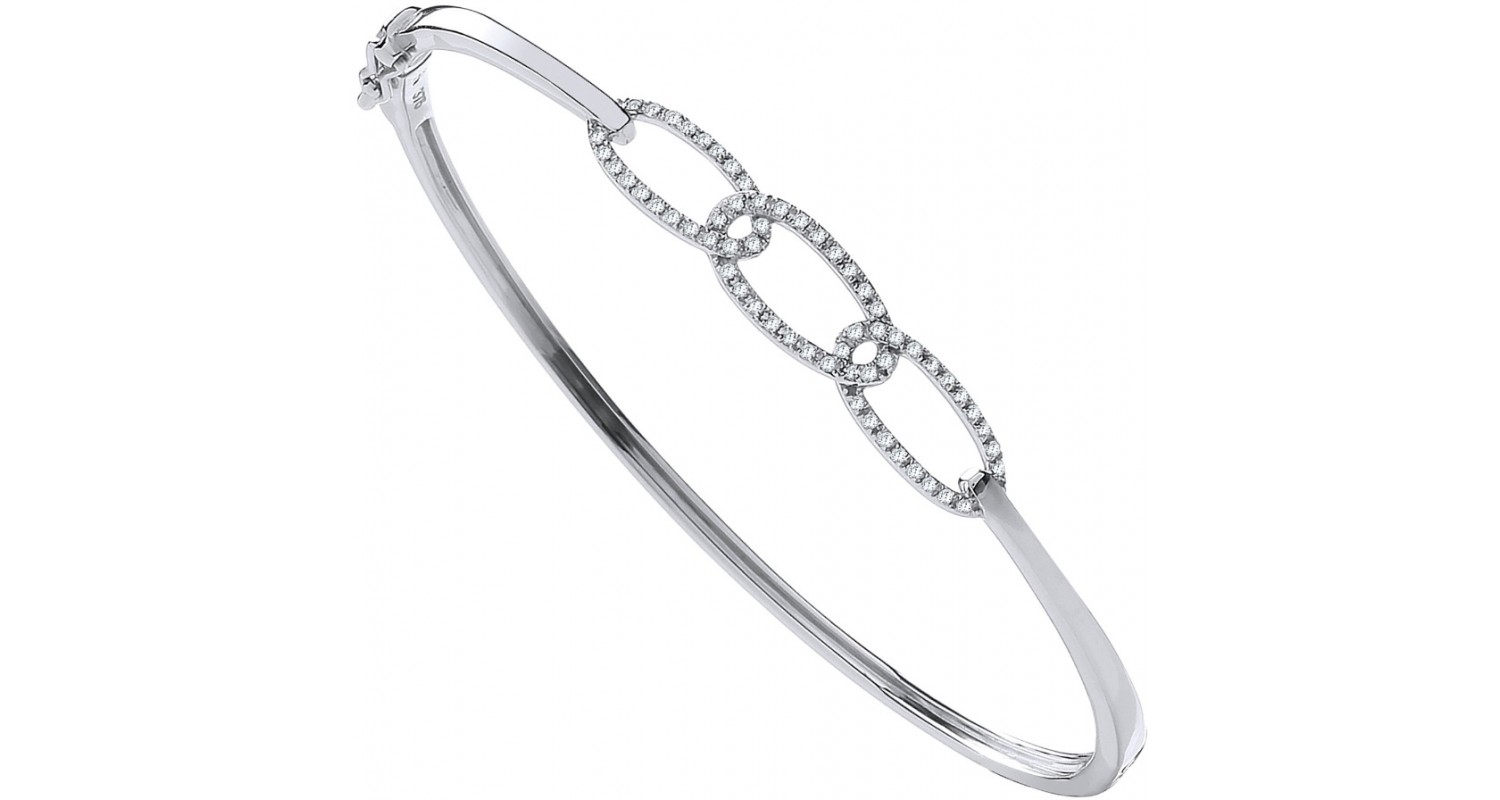 9ct White Gold 0.20ct Diamond Bangle