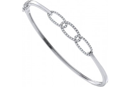 9ct White Gold 0.20ct Diamond Bangle