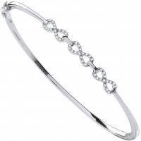 9ct White Gold Infinity Diamond Bangle