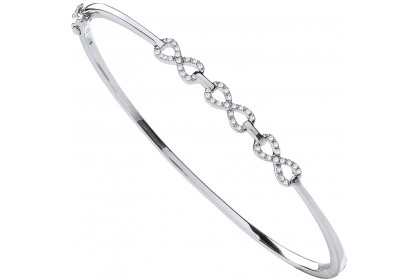 9ct White Gold Infinity Diamond Bangle